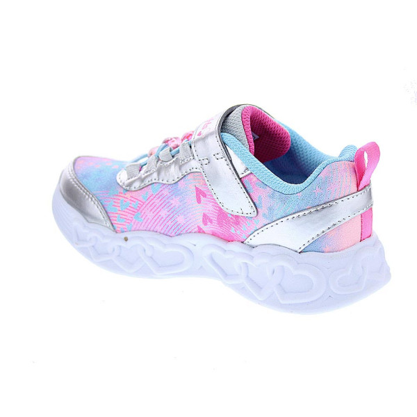 Zapatillas Skechers zapatos Niña modelo Luces Infinite Heart Jewels Plata Velcro