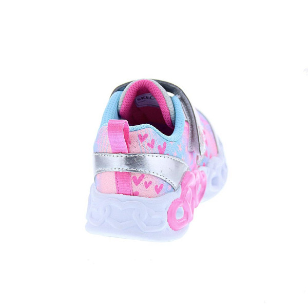 Zapatillas Skechers zapatos Niña modelo Luces Infinite Heart Jewels Plata Velcro