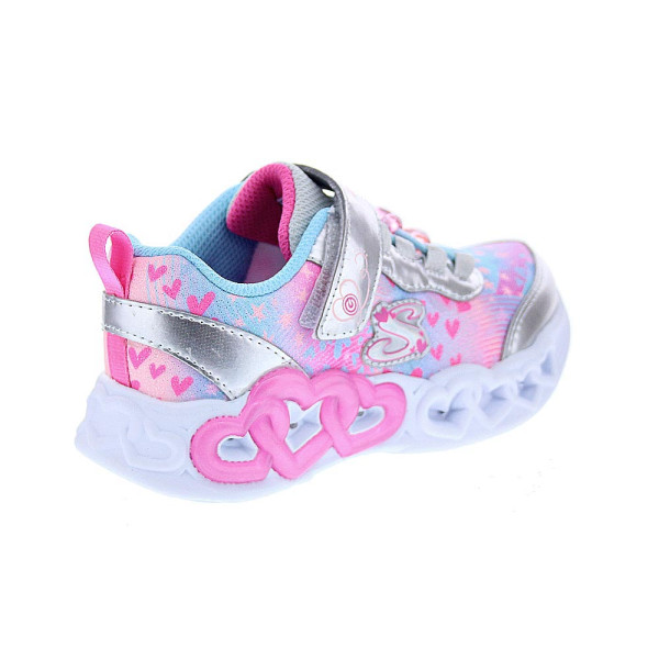 Zapatillas Skechers zapatos Niña modelo Luces Infinite Heart Jewels Plata Velcro