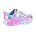 Zapatillas Skechers zapatos Niña modelo Luces Infinite Heart Jewels Plata Velcro