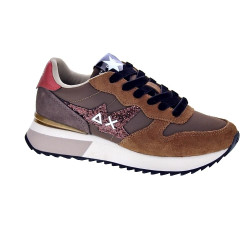 Zapatillas Sun68 AX zapatos Mujer modelo Stargirl Glitter Logo Marrón Cordón 2