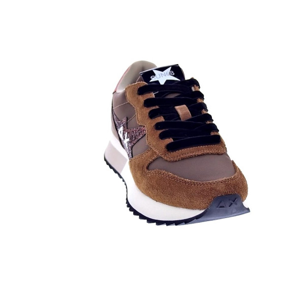 Zapatillas Sun68 AX zapatos Mujer modelo Stargirl Glitter Logo Marrón Cordón